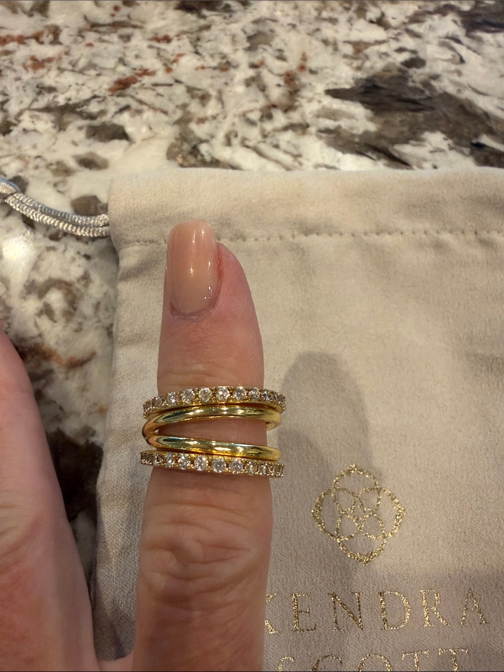 Kendra Scott Gold Livy Ring Set size 7. New just bought the wrong size.